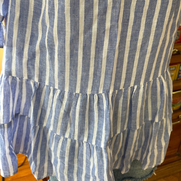 NWOT - BeachLunchLounge Linen Striped Peplum Top - large - blue & white stripe - Picture 9 of 10